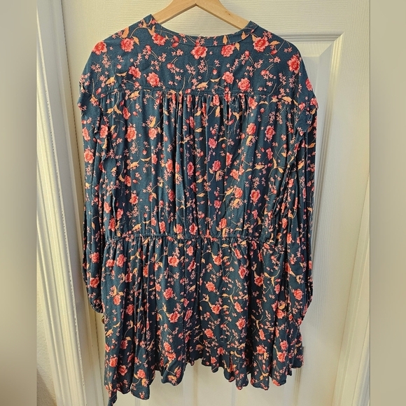 Free People Womens Small Dress Flower Field Oversized Floral Long Sleeve - Picture 9 of 9